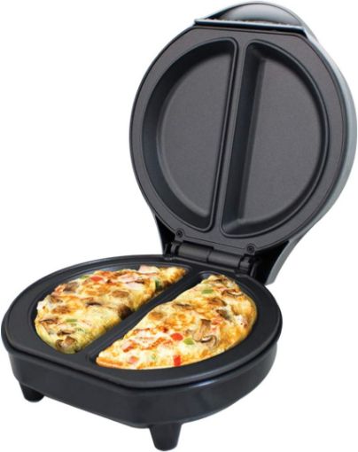 Picture of Dual Omelette Maker Electric - Easy Clean Non-Stick Cooking Plate - Makes Healthy Omelettes, Scrambled & Fried Eggs